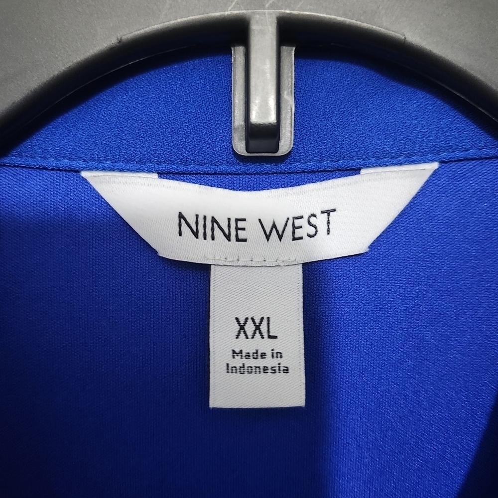 Nine West Tie Front Button Down Blue Mini Shirt Dress Size XXL New With Tags - Picture 3 of 7
